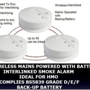 RF Link Wireless Smoke heat Alarm Radio Interlinked Battery HMO LET BS5839 fire 